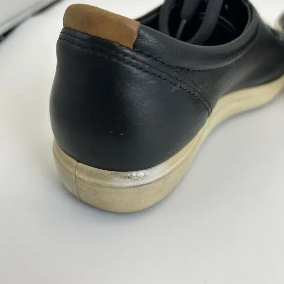 ECCO Soft 7 Comfort Sneakers Womens Sz 7-7.5 Black Leather Low Top Casual City - Picture 6 of 9